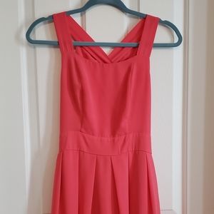 Peach pleated bow dress